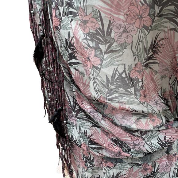 Johnny Was 4 Love & Liberty Top Small Faux Wrap‎ Peasant Blouse Floral Beads - Picture 9 of 15
